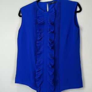 *NWT ETRO 100% Silk Blouse PTP 18”Ruffles Blue